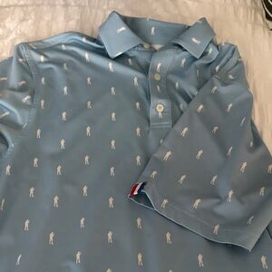 Elegant Sky Blue Polo Shirt with White Motif